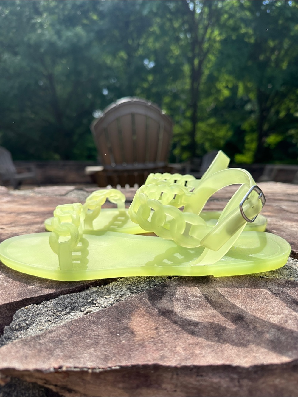 Forever 21 Neon Yellow Jelly Chain Strap Sandals